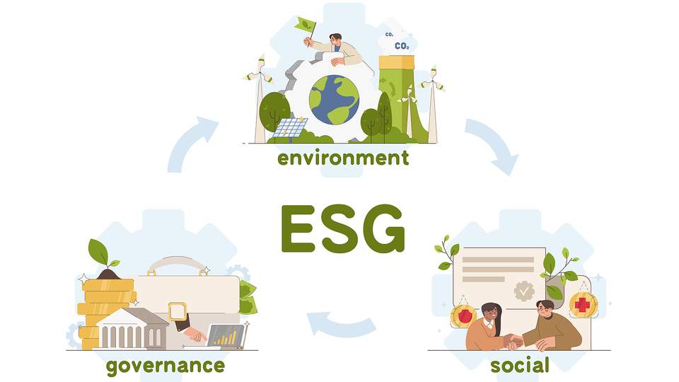 ESG Environment, social and governance. Environmental and corporate responsibility in business company. Ethical and responsible management system.