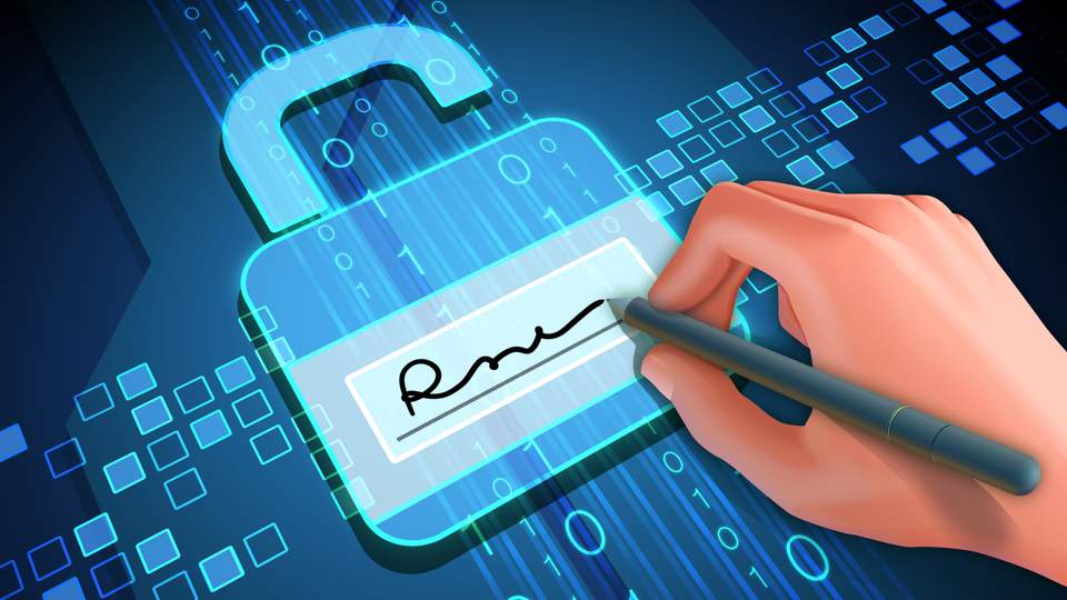 Afbeelding van een digitaal slot met handgeschreven tekst op.